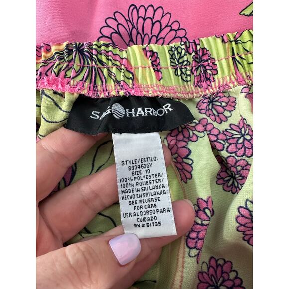 Vintage Sag Harbor Womens sz 10 faux Wrap Midi Skirt Floral Bright Vacation 90s - Picture 5 of 9